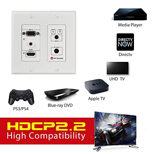 image for AV Access HDMI/VGA Wall Plate Extender Transmitter,4K x 2K UHD,Bi-Dire