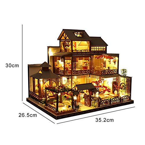 Exuberanter DIY Puppenhaus Kit, Holz Miniaturhaus Bausatz 3D Große Villa Miniatur Haus Mit Musik, Für Weihnachten… – Bild 7