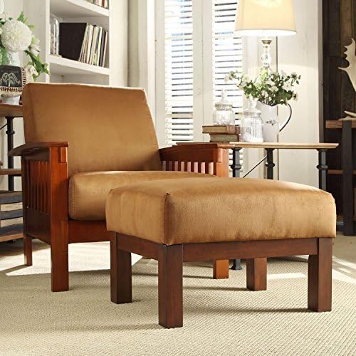 Metro Shop TRIBECCA HOME Hills Mission-style Oak/ Rust Chair and Ottoman by Metro Shop