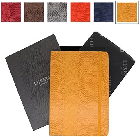 Luxury A6 (4.1" x 5.8") Small Notebook from Luxelu London, in Signature Finish, Beautifully Gift Boxed (Mustard Yellow)