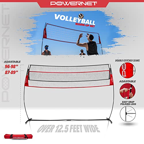 12ft Portable Volleyball Practice Net - Adjustable Height Freestanding Net For Serving & Hitting Drills, Includes Ball & Bag
