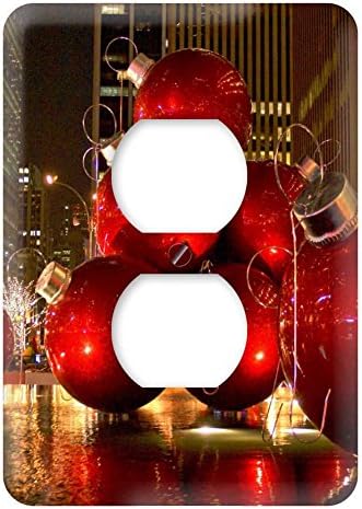 WaPlate - Red Christmas Tree Ornaments - New York City - Switch Plate Outlet Cover