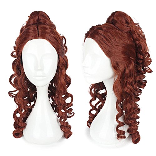 Princess belle wig adult cosplay brown women hair