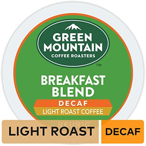 Green Mountain Coffee Roasters Breakfast Blend Decaf, Single Serve Coffee Kcup Pod, Light Roast, 72