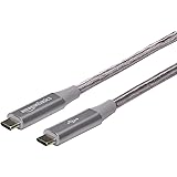 AmazonBasics Double Braided Nylon USB-C to USB-C 3.1 Gen 1 Cable with Power Delivery (5 Gbps) | 1 foot, Dark Grey