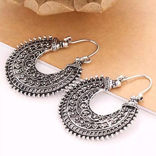satyam kraft oxidised silver earrings for women (standard size)