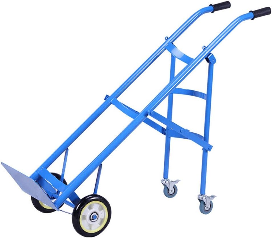 Quisilife Hand Truck Gas Cylinder Trolley with Cover Oxygen Cylinder Stroller Safety Handrail Seamless Steel Tube Mute Wheel Thickened Steel Plate Folding Trolley (Color : Blue, Size : 135x40x90cm)