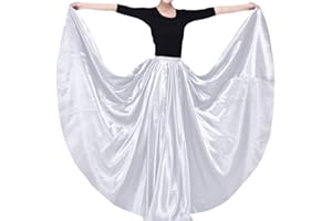 Backgarden Ladies 20 Yard Elegant Satin Long Full Skirt for Ballroom Belly Dance Performance Costume Dress