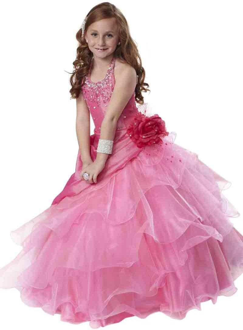 Tiffany Princess Little Girls' Beaded Ruffled Pageant/Flower Gown Dress 4 Pink