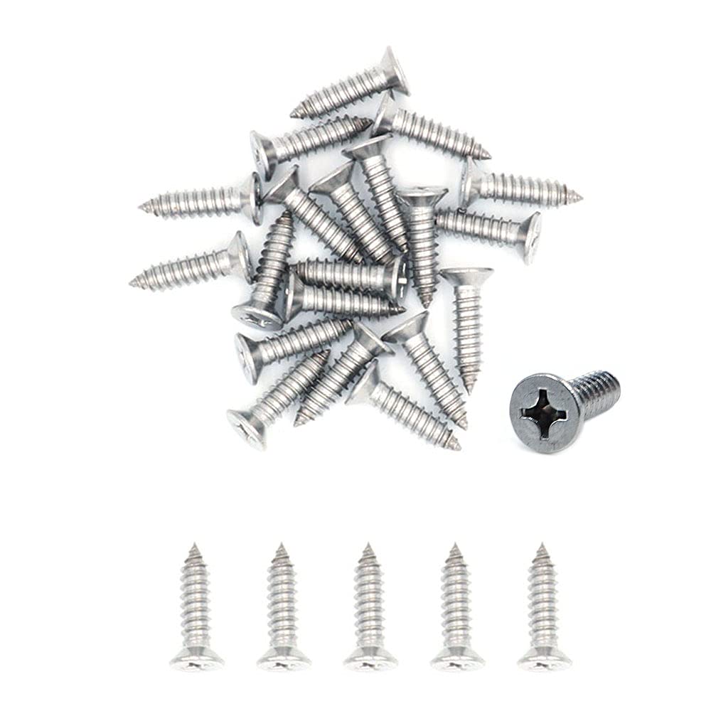 500X NUZAMAS 8G*16 304 Stainless Steel Self-Tapping Screws Cross Flat Countersunk Head Screw Miniature Screw Wood Screw Self-Tapping Screws and Wood Screw(ST4.2 * 16)