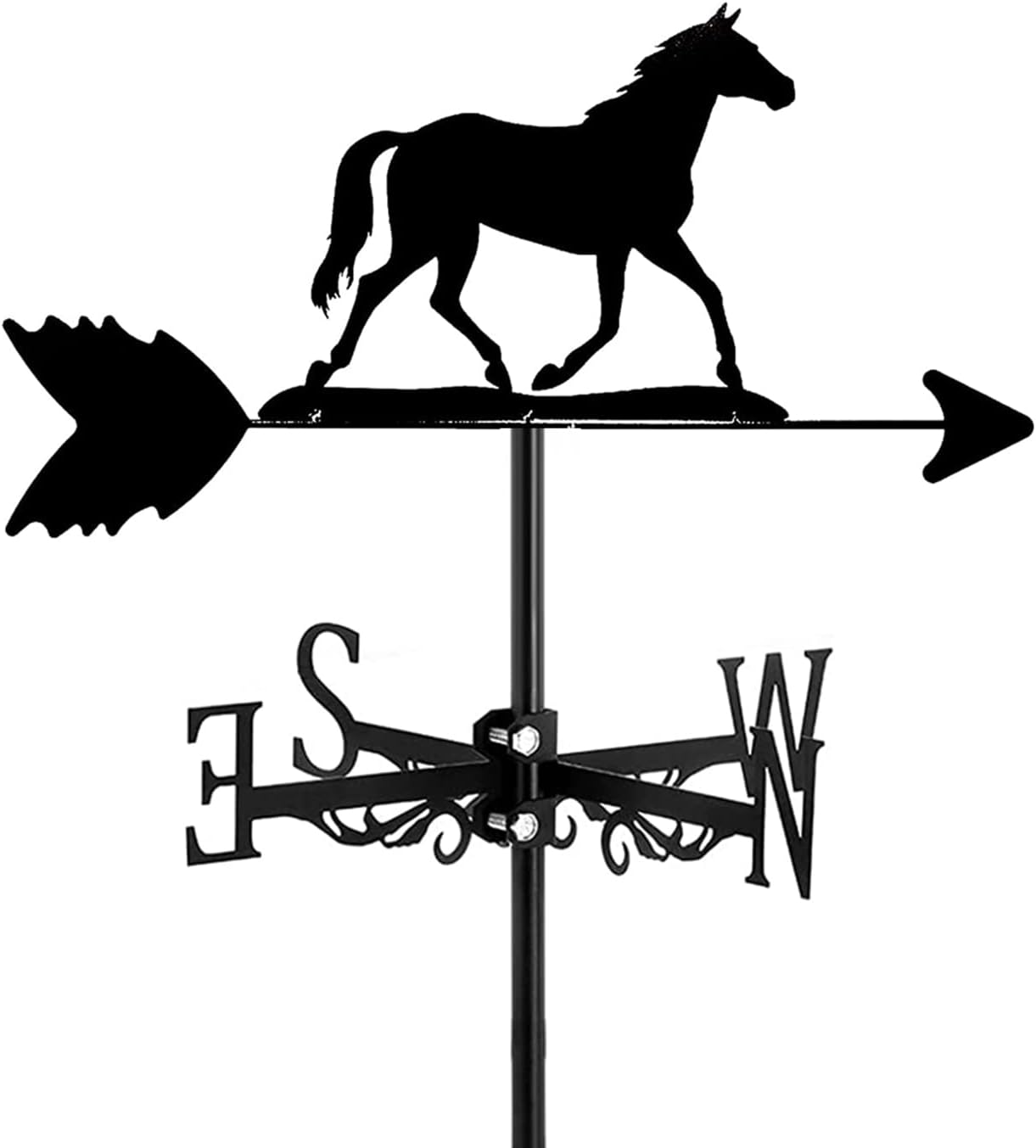 Weathervanes - LAUMOE Exquisite Metal Weather Vane Hollow Out Wind Vane Wild Animals Weather Vane Mount Yard Weathervane Direction Indicator for Outdoor Garden Roof Courtyard Paddock Decoration,Horse