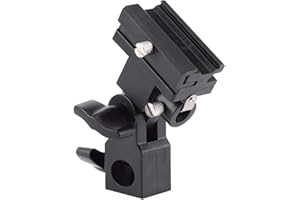 Flash Bracket Universal Swivel Hot Shoe Mount with Umbrella Holder Light Stand Bracket Type B for Photo Video Photography