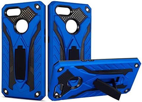 for Oppo F7 Case Ultra Slim Shield Hard Shell Stand Shockproof Non Slip Anti-Fall Protective Cover with Kickstand (Blue)