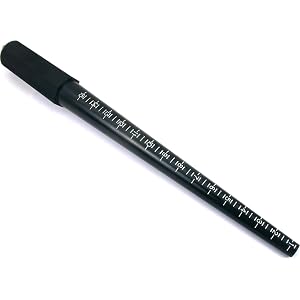 Plastic Ring Mandrel Sizer Stick US Sizes 1-15 with Half Sizes, Black | Professional ring mandrel with US sizes 1-15, half-si