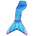 Play Tailor Mermaid Tail Swimmable Costume Swimsuit for Girls Swimming, No Monofin, Child-8, Green Cyan Blue
