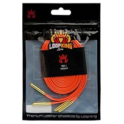 Loop King Laces - Premium Orange Flat Leather Shoe