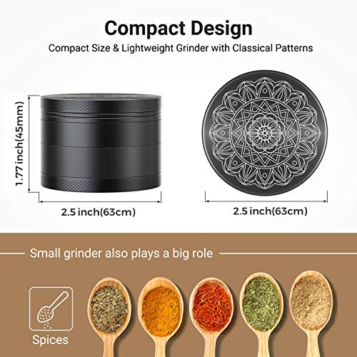 iRainy Herb Grinder 4 Piece Aluminum Large 2.5" Spice Grinders with