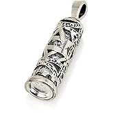 Mezuzah Necklace 925 Sterling Silver, Scroll Pendant with Star Of David, Jewish Shema Necklace, Jewish Jewelry, Chain Hebrew Letters, Messianic, Blessings Israel Gifts Souvenirs Spiritual Kabbalah Art Holy Land, Hebrew Jewelry for Men