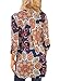 TrendiMax Women Cuffed 3/4 Sleeve Navy Gypsy Floral Print Slight V Neck Blouse Tunic Tops