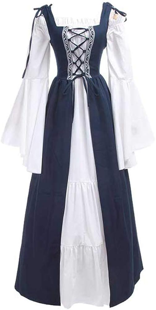 Robe Médiévale Renaissance Pour Femme – Manches Longues, Style Vintage, Parfaite Pour Halloween, Cosplay Ou Fêtes à Thème