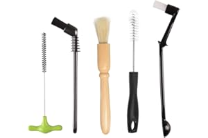 Espresso Machine Cleaning Brush Set - CAFEMASY 5 Pieces Coffee Cleaning Brush Natural Bristles Wooden Brush for Coffee Grinder and Nylon Brush for Espresso Machine Cleaning