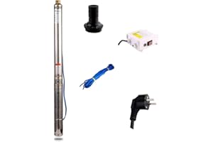 SHYLIYU Submersible Pumps 3" OD Pipe 220-240V/50HZ 0.37KW 0.5HP Stainless Steel 1" Outlet Submersible Bore Pump Deep Well Pump with Control Box for Industrial and Home Use