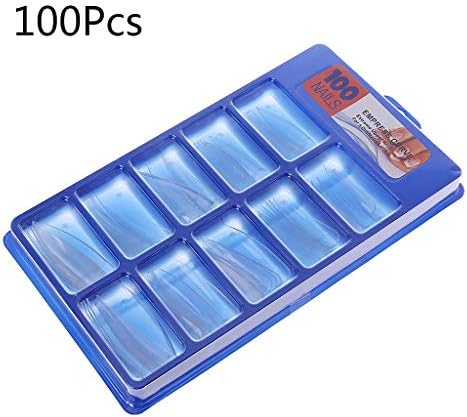 vlook001 100pcs False Nail Tips Sharp Transparent Long Full Cover Nail Tips Kit Nail Art Accessories