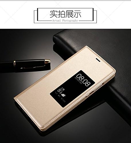 HUAWEI P10 Case, NXET® Deluxe Premium Luxury PU Leather Smart View Flip Smooth Feeling Cover with Stand function for Huawei P10 (P10 Gold)
