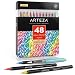 Arteza Real Brush Pens, 48 Colors for Watercolor Painting with Flexible Nylon Brush Tips, Paint Markers for Coloring, Calligraphy and Drawing with Water Brush for Artists and Beginner Painters