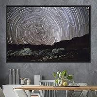 Framed Canvas Wall Art Starry Sky Aerial Astronomy & Space Dramatic Global Green Photography Realism Stars - 16x24 inches