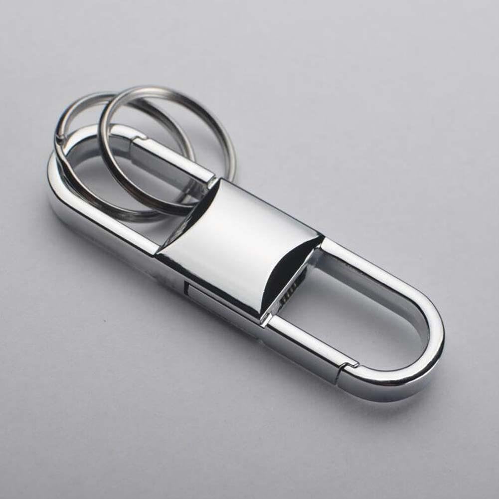 QJONKE Double Ring Double Head Keychain Waist Hanging Metal Men and Women Key Ring , x1