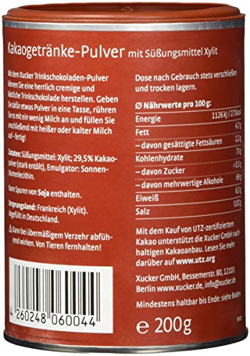 Xucker Trink-Schokolade mit Xylit, 2er Pack (2 x 200 g) – Bild 3