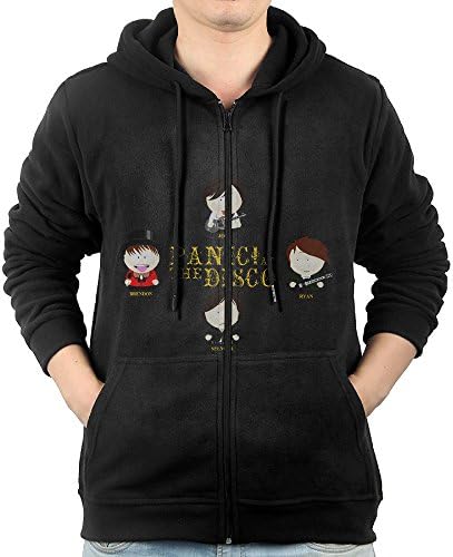 LuosisiJia Hoodie Sweatshirt Men's Panic At The Disco Long Sleeve Zip-up Hooded Sweatshirt Jacket Black