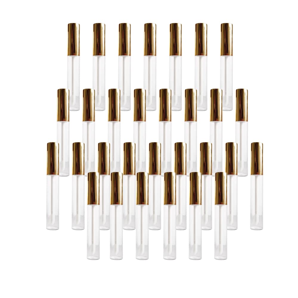 Photo 1 of 30 Pcs 10ml Empty Lip Gloss Tubes Containers, Refillable Lip Balm container for DIY Makeup Such as Lip Samples, Homemade Lip Balm (Gold)