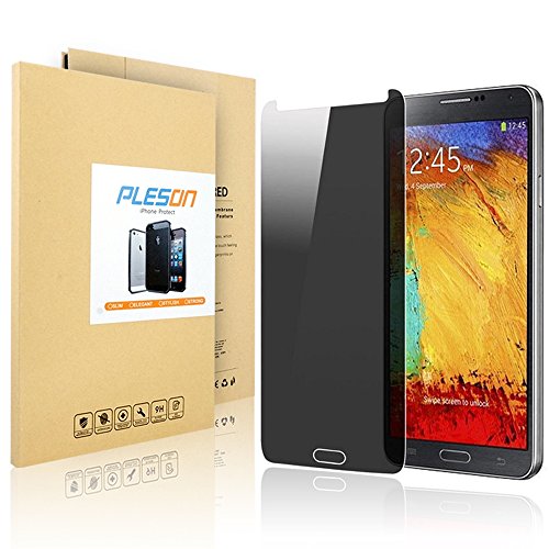 PLESON Privacy Tempered Glass LCD Anti-Spy Screen Protector Film Screen Guard Cover Shield for Samsung Galaxy Note 4 / Note IV / N910- Protect Your Screen from Scratches and Drops - Maximize Your Resale Value - 99.99% Clarity and Touchscreen Accuracy(Samsung Galaxy Note 4)