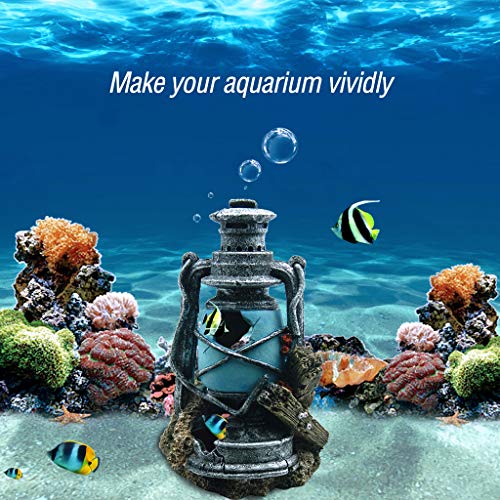 boxtech Poly Resin Lighthouse Aquarium Decoration - Artificial Decor Lamp House Baby Fish Hiding Fun Tank Aqurium Ornament Landscaping - Thumbnail 5