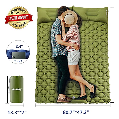 VECUKTY Double Camping Sleeping Pad, Upgraded Foot Press Inflatable