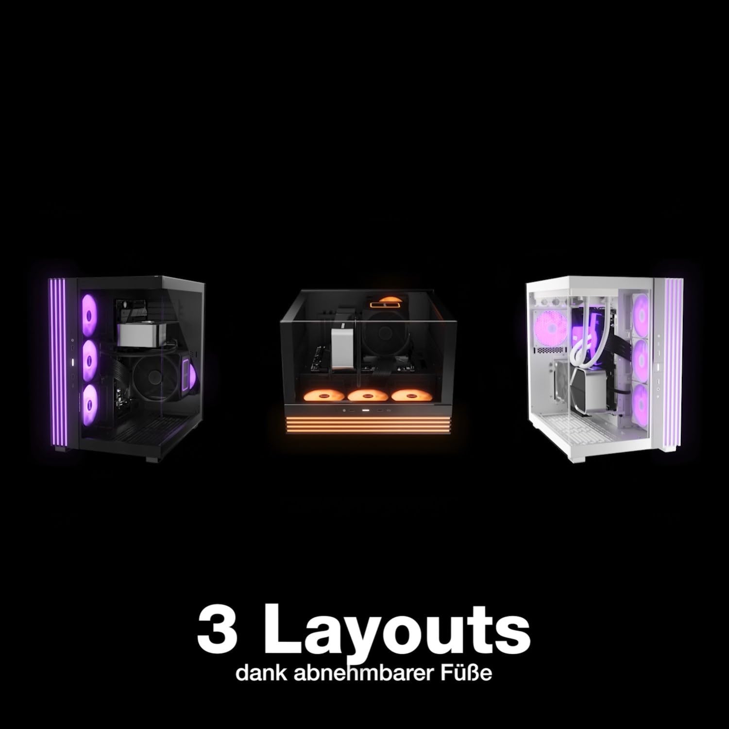 be quiet! Light Base 600 LX Black PC-Gehäuse, atemberaubender Panorama-Blick, Show Case, Dual Chamber Design, massiver ARGB LED-Streifen, 4 Light Wings LX PWM Lüfter, invertiert und horizontal nutzbar 7