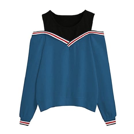 Lonshell Damen Off-Schulter Pullover,Frauen Kapuzenpullis Pulli Bluse Sweatshirt