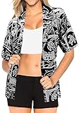 La Leela Blouses Button Up Hawaiian Shirt Womens Beach Collar Short Sleeves Swimsuit Red