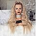 DLME 180 Density Glueless Wavy Wig 24Inch Synthetic Ombre Honey Blonde Lace Front Wigs for Women Heat Resistant (24)