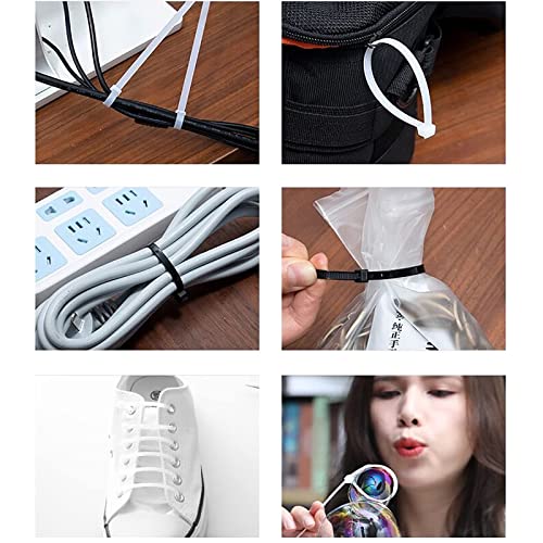 JHXTZ Zip Ties, 100pcs White Zip Ties 8 Inch Heavy Duty, Plastic Ties Small Zipties Cable Tie Wraps, Multi-Purpose Cable Management Ties, Self-Locking Ziptie for Office and Home