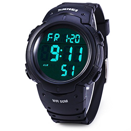 Men s digital sports watch led screen large face milita…