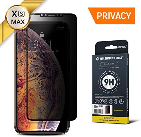 GpelPrivacy Screen Protector for iPhone Xs Max/iPhone 11 Pro Max compatible Real Tempered Glass [Privacy Anti Spy] Case-Friendly Work with most Case HD Clarity 9H Hardness 99% Touch Accurate