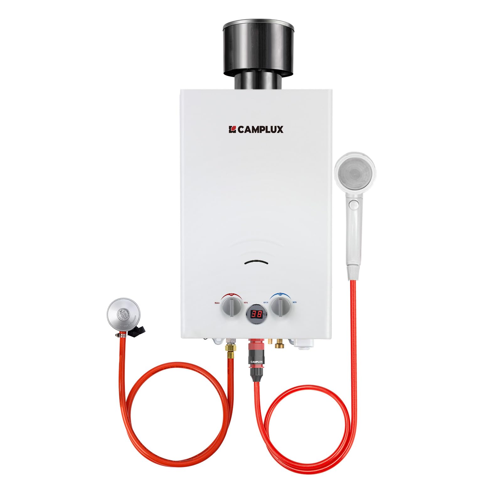 Camplux BW264C 10L Gas Water Heater with Rain Cover, CE Certified, Use for Camping, RV, Horse Washing