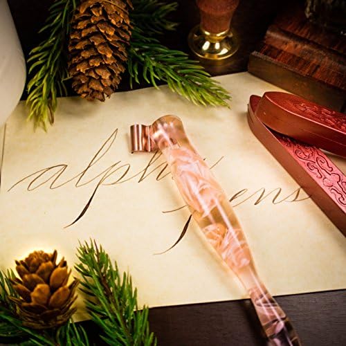Transparent Resin Handmade Calligraphy Oblique Nib Pen Holder with comfortable grip and removable multi-fit brass flange Dip Pen No Velvet Pouch No Nib by Alpha Pens (Luster Pink)