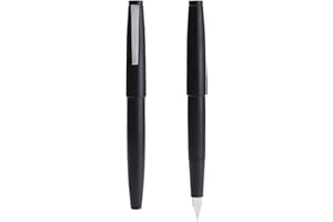 EROFA 2 PCS Jinhao 80 Black Brushed Carbon Fiber Fountain Pen with Ink Converter, Iridium Extra Fine Nib Writing Pen Set