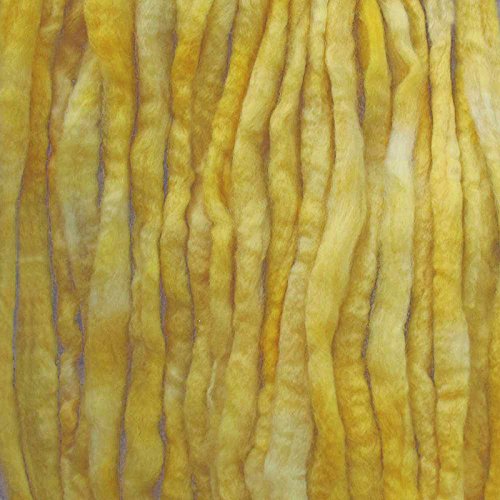 Wool Roving Craft Fiber. Hand Dyed Soft BFL Wool Top. Pre-drafted for easy Hand Spinning, Needle Felting, Wet Felting, Weaving, Embellishments, and Felted Soap. 1 Ounce, Lemon