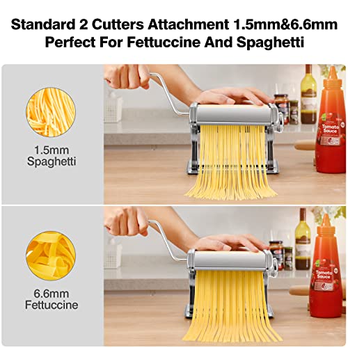Pasta Maker,Tooluck 150 Pasta Roller Pasta Machine With 2 In 1 Dough Cutter And 7 Adjustable