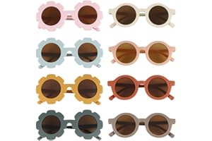 DragonflyDreams Sunglasses for Kids, 8/16 Pack Flower Sunglasses Cute Round Glasses Colorful Kids Fashion Eyewear